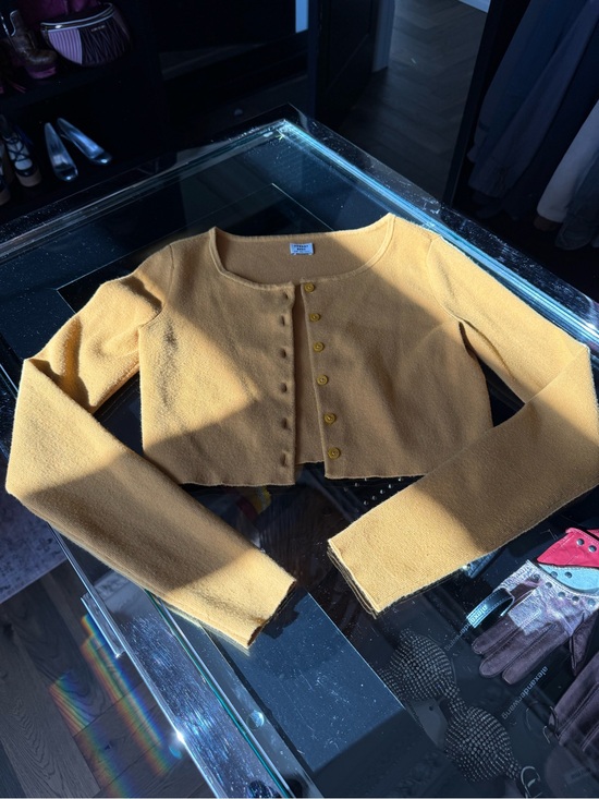 Sunday Best Sweaters - Sunday Best Cropped Mustard Yellow Button Cardigan